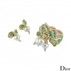 Dior Yellow Gold Navet Ring and Earring Suite